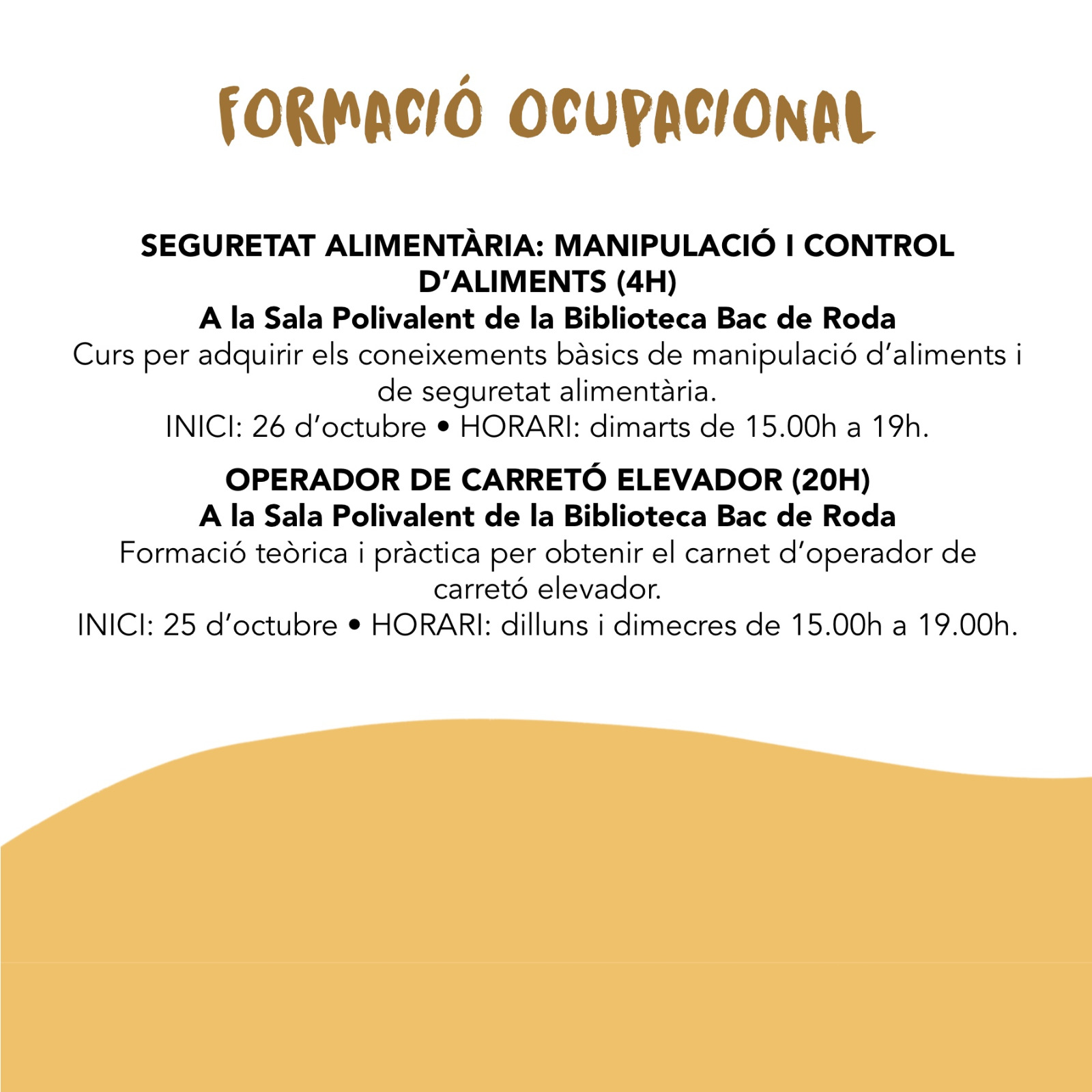Formació adults Roda de Ter: octubre-desembre 2021