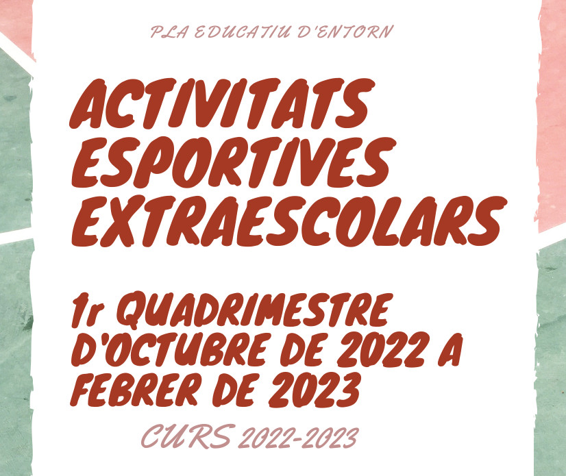 Portada del díptic de les activitats esportives extraescolars del 1r quadrimestre del curs 2022-2023