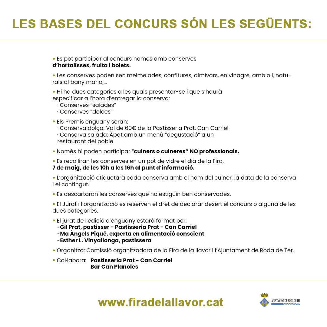 VI Concurs de conserves - Fira de la Llavor 2023