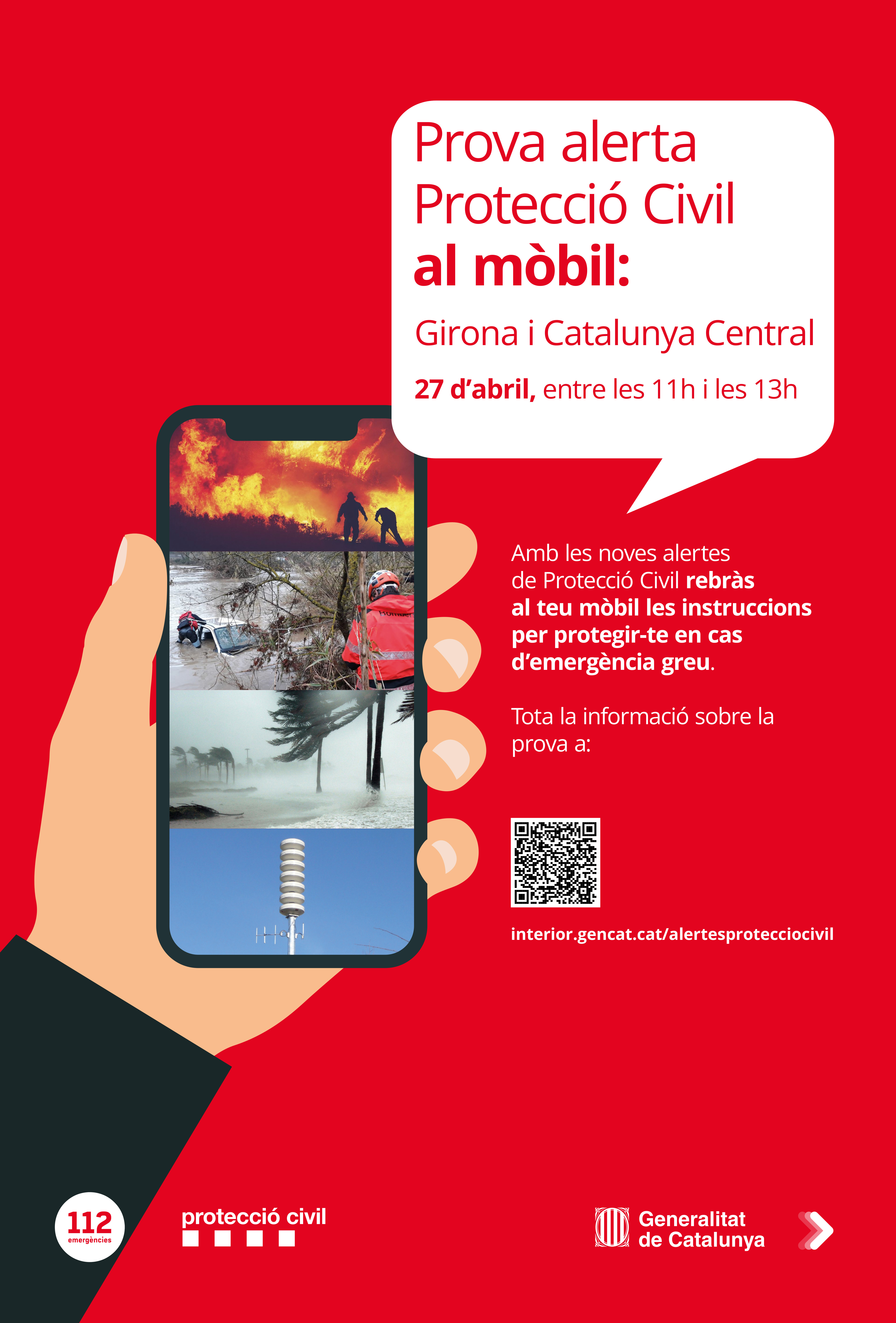 Prova alerta Protecció Civil al mòbil: Girona i Catalunya Central
