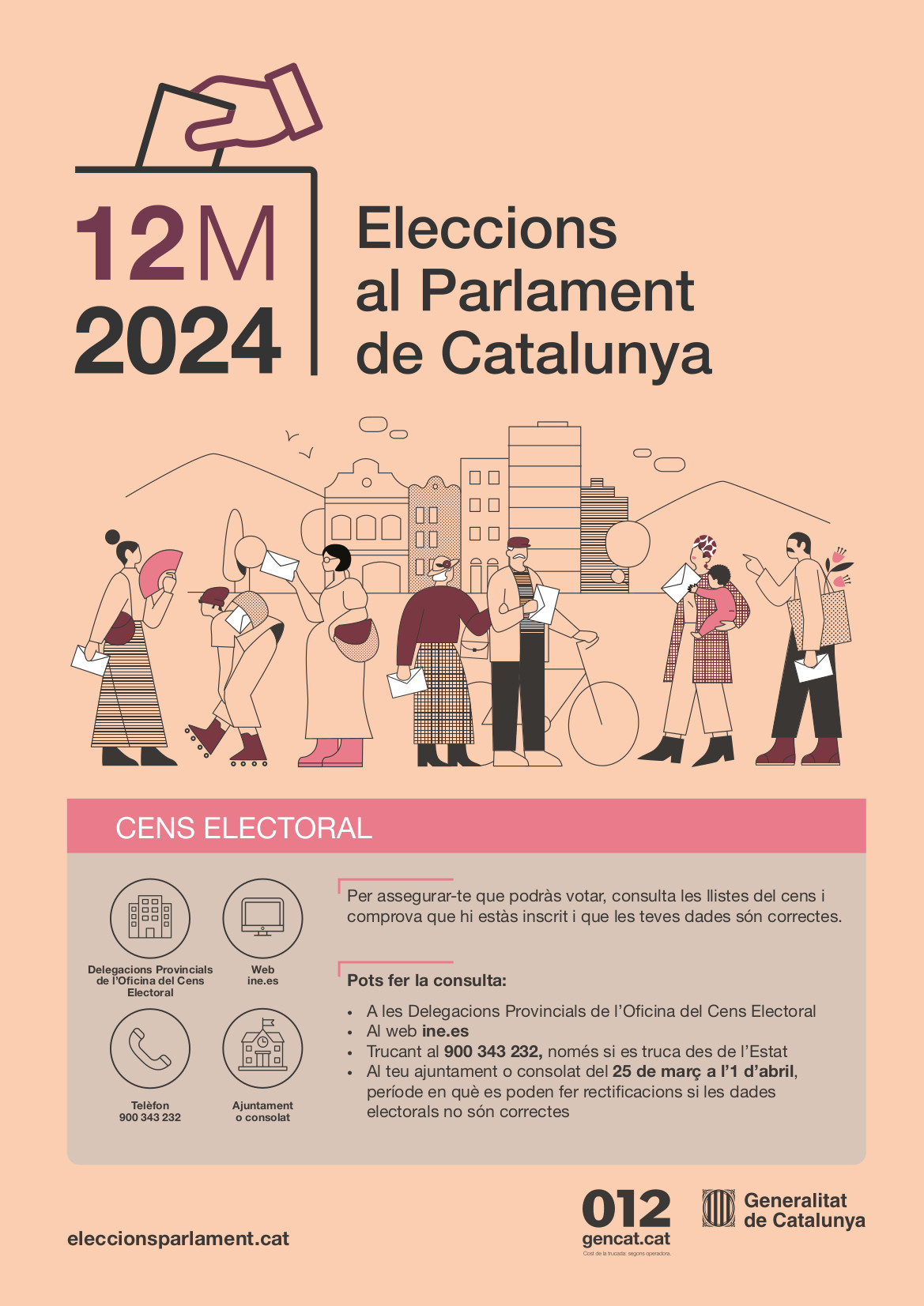 Exposició de les llistes del cens electoral de les Eleccions al Parlament de Catalunya de 12 de maig de 2024, per tal de poder fer les oportunes reclamacions