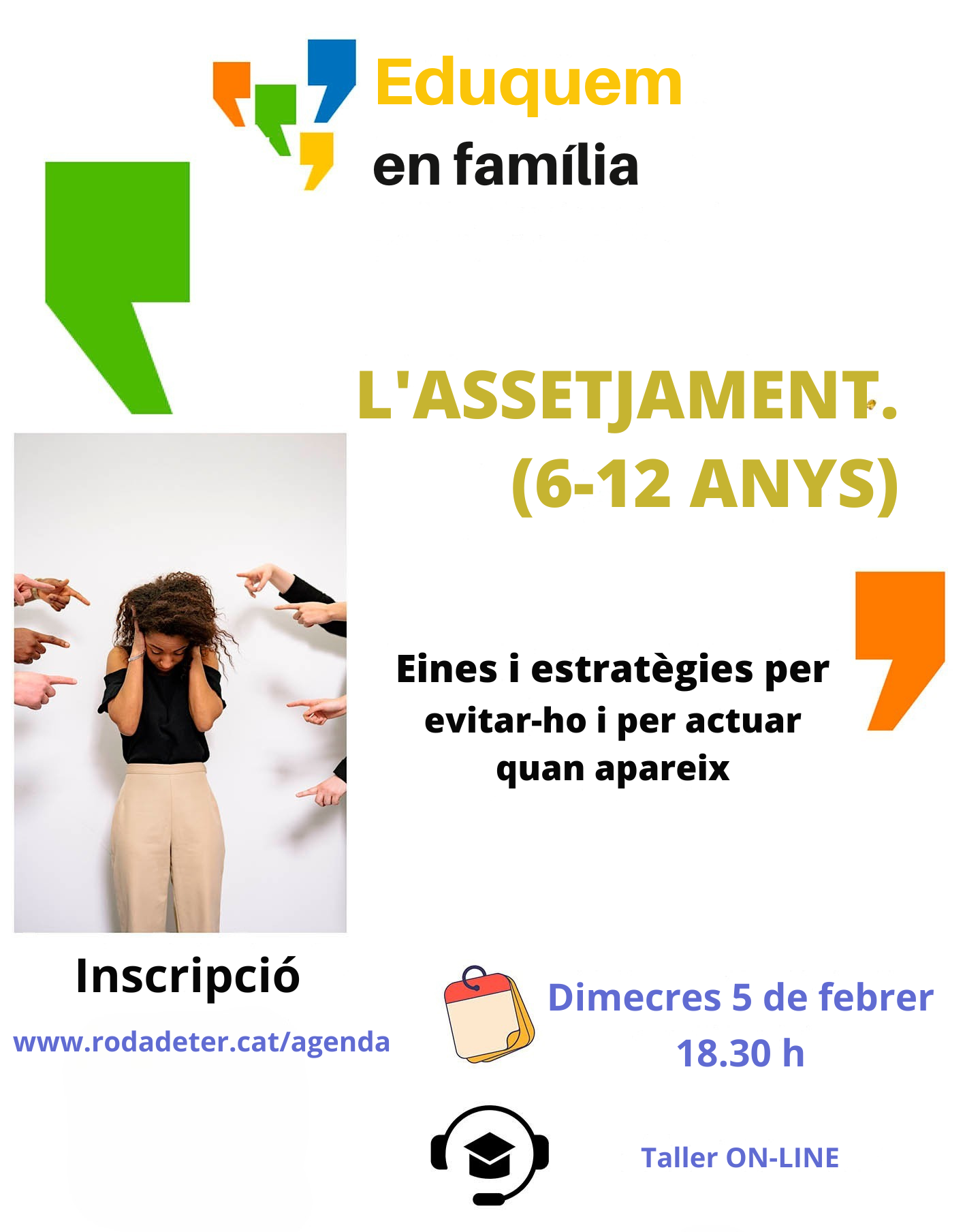 Sessió per a famílies "Assetjament. Eines i estratègies per evitar l'assetjament i per actuar quan apareix"