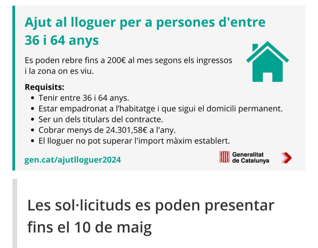 Ajut al lloguer per a persones d'entre 36 i 64 anys