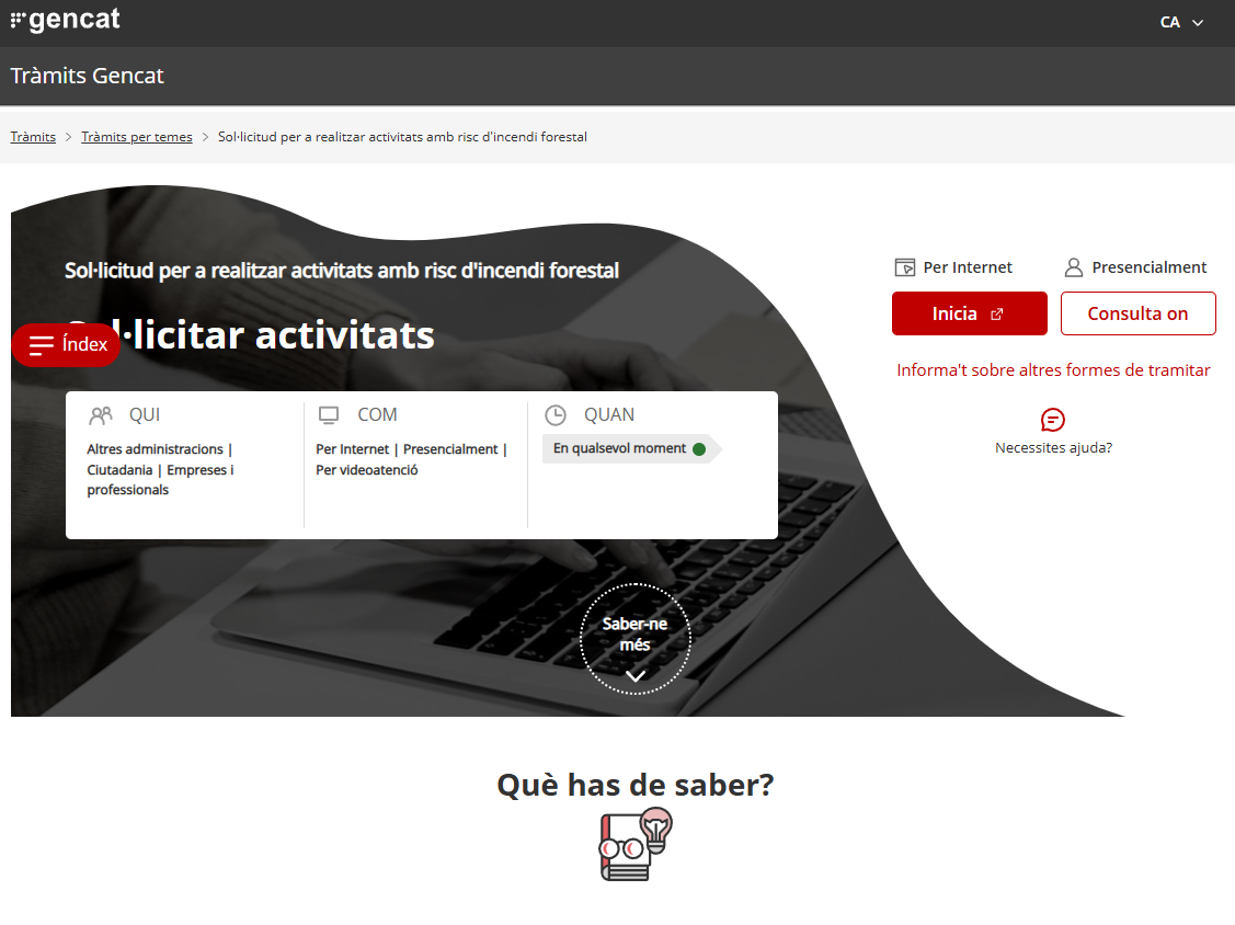 Tramita en línia l'autorització per activitats amb risc d'incendi