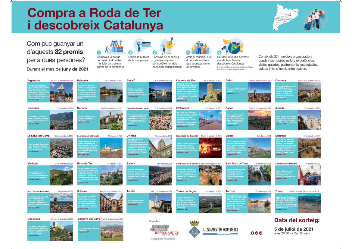 Aquests són els premis de la 11ª campanya conjunta de dinamització comercial dels municipis de la xarxa de Barris Antics amb Projectes que es torna a celebrar de l'1 al 30 de juny com habitualment
