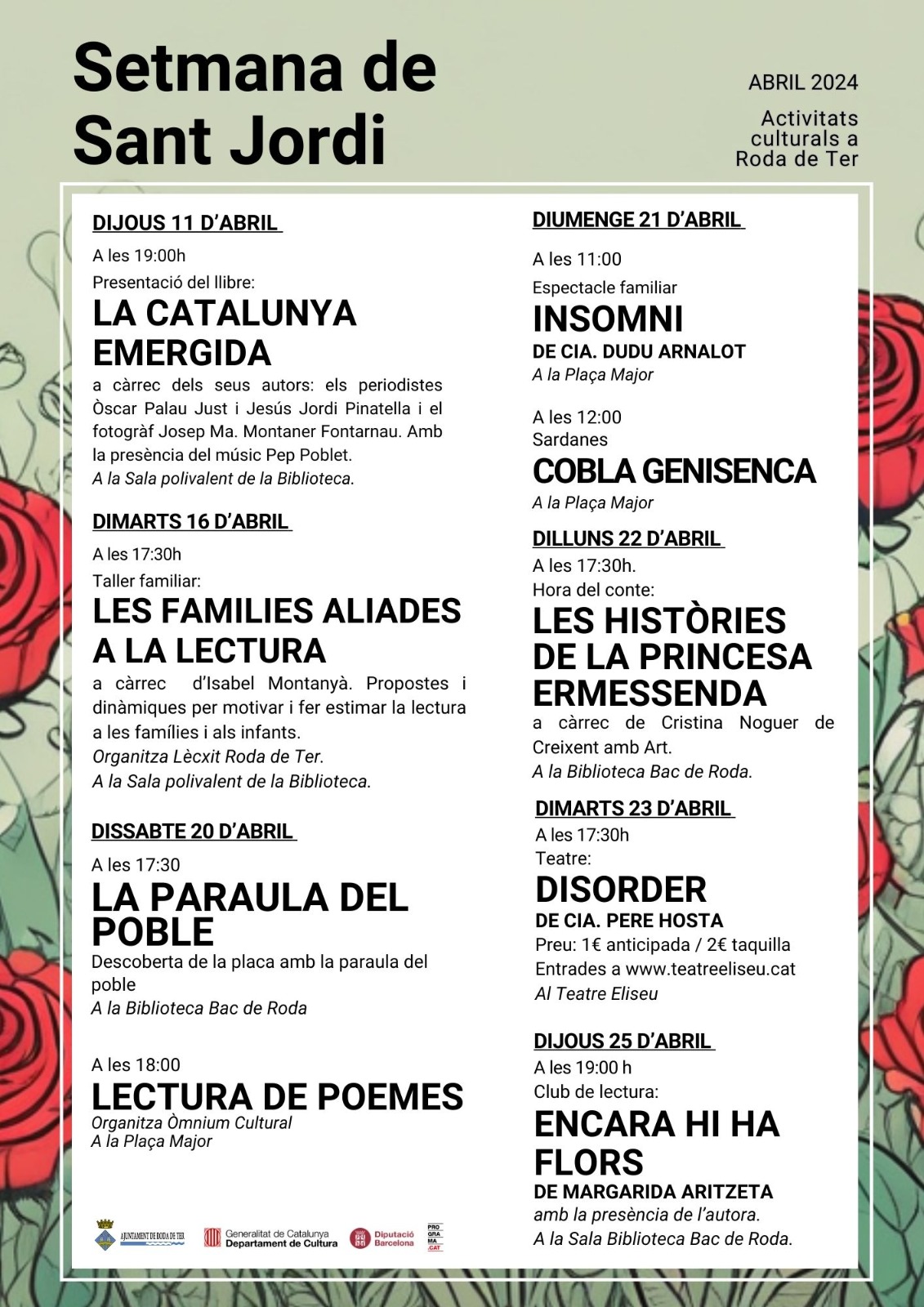 Programació d'activitats culturals de Sant Jordi