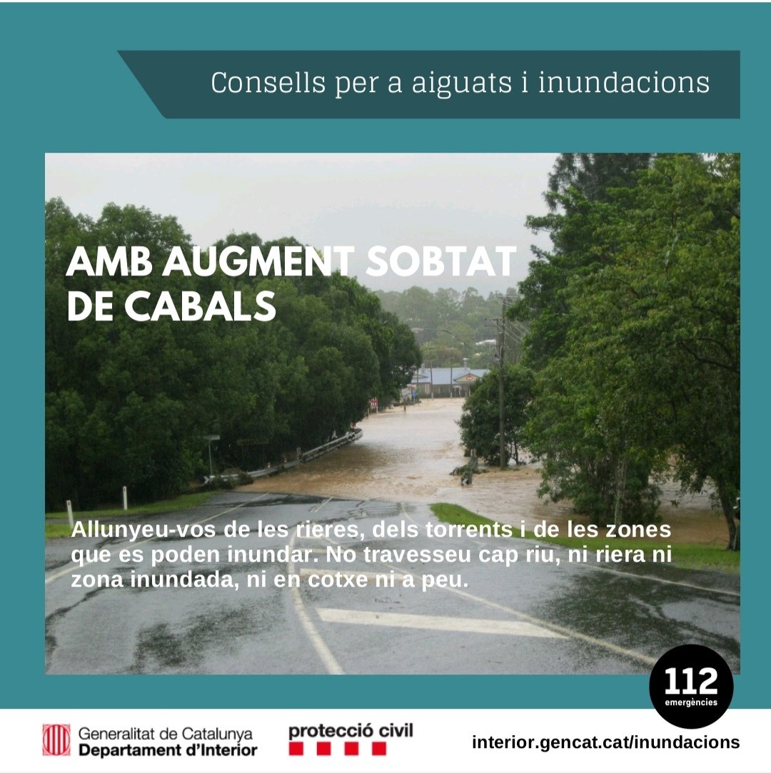 Activació de l'alerta Inuncat per augment sobtat de cabals